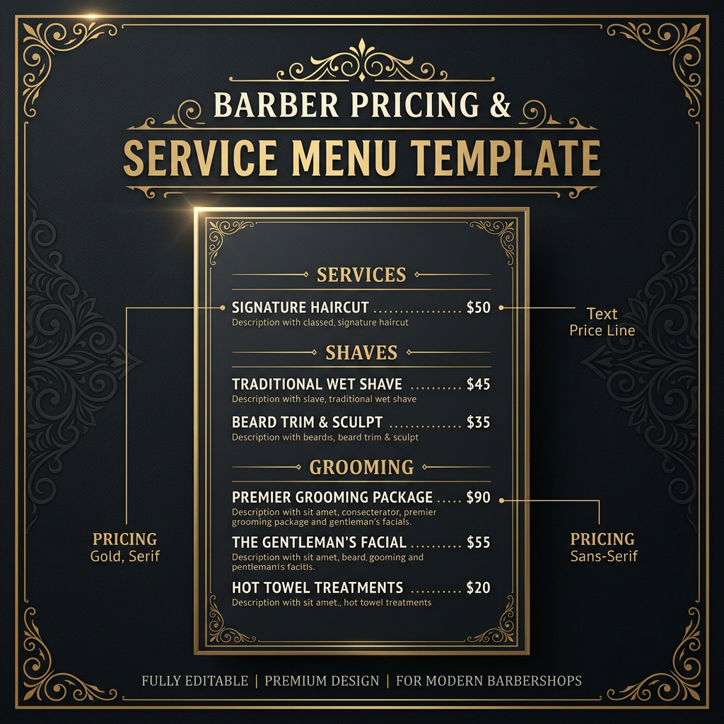 Barber Pricing & Service Menu Template preview
