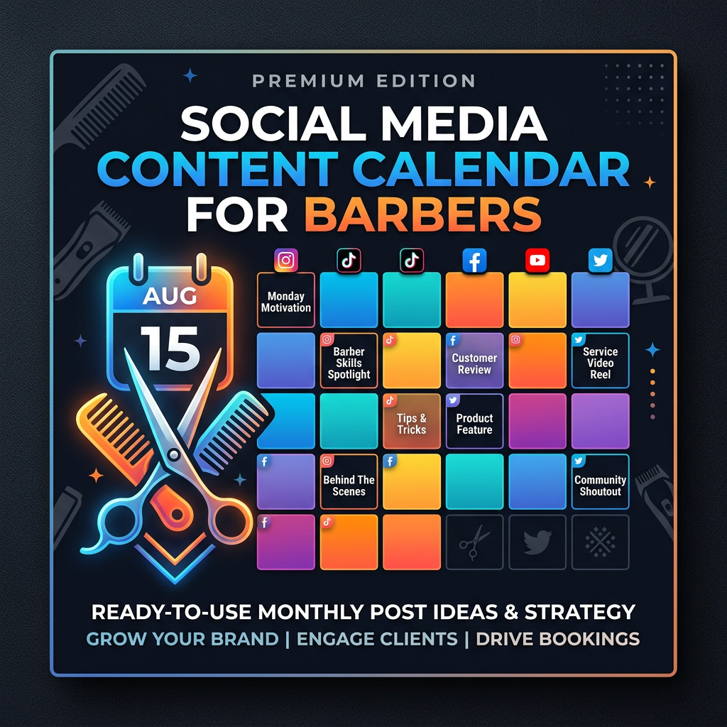Social Media Content Calendar for Barbers preview